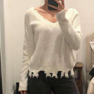 Ragged knit white sweater - XS